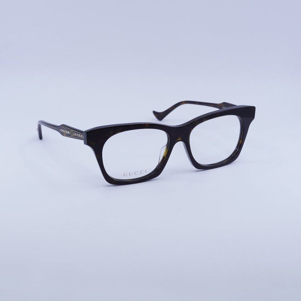 Gucci GG1299O 002 Eyeglasses Havana 55mm Square Frame